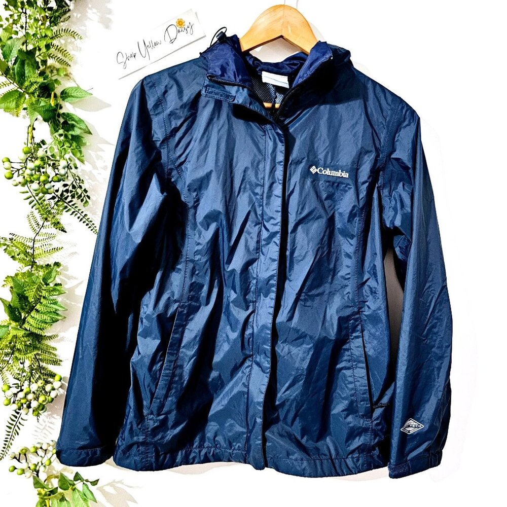 Columbia Womens Omni-Tech‎ Waterproof Jacket Navy S Nylon ~JA117.12